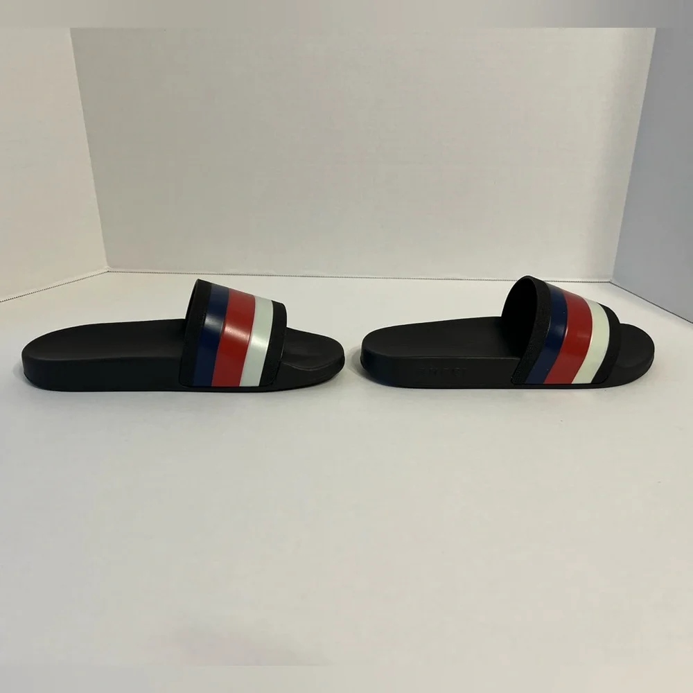 Gucci WEB RUBBER Slides IN BLACK Blue / Red & White Sandals men’s UK size 6‎